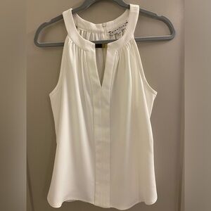 Trina Turk White Sleeveless top with gold hardware, size small